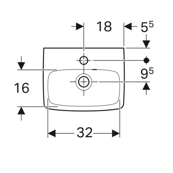 Раковина Geberit Selnova Square 500.316.01.1, 36см, с асимметричным переливом, фото 3