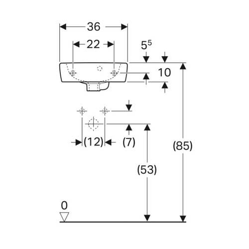 Раковина Geberit Selnova Square 500.316.01.1, 36см, с асимметричным переливом, фото 4