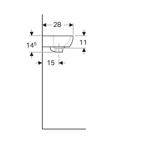 Раковина Geberit Selnova Square 500.316.01.1, 36см, с асимметричным переливом, фото 5