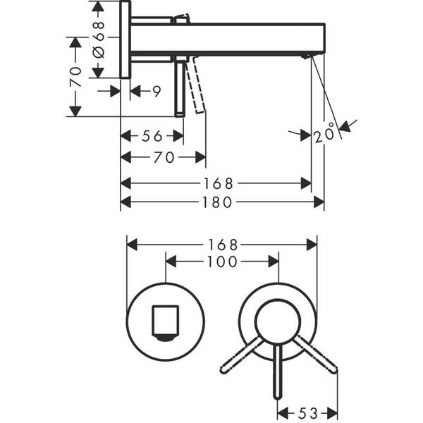 Змішувач прихованого монтажу для раковини Hansgrohe Finoris 76051000 165 мм, хром, фото 2