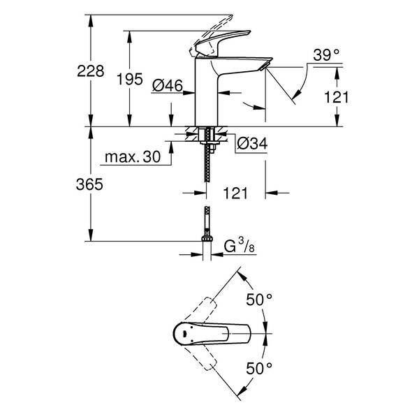 Смеситель для умывальника Grohe Eurosmart New 23324003, фото 4