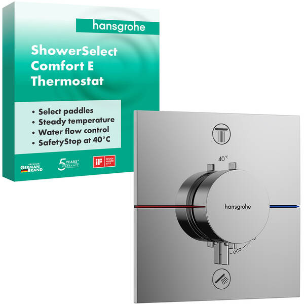 Смеситель скрытого монтажа для душа Hansgrohe Showerselect Comfort E 15572000 с термостатом, наружная часть, хром, фото 2