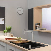Смеситель для кухни Hansgrohe Metris M71 73818340 с выдвижным душем, черный хром, фото №2