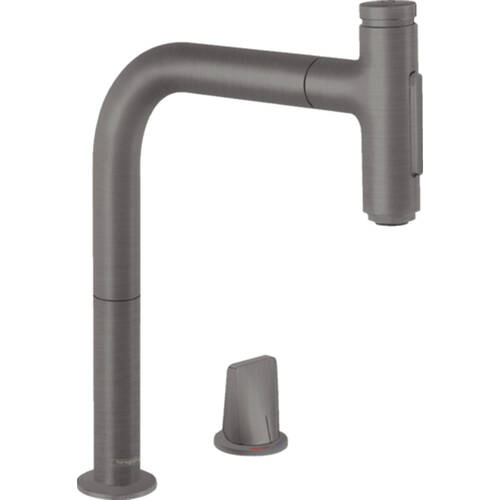 Смеситель для кухни Hansgrohe Metris M71 73818340 с выдвижным душем, черный хром, фото 1