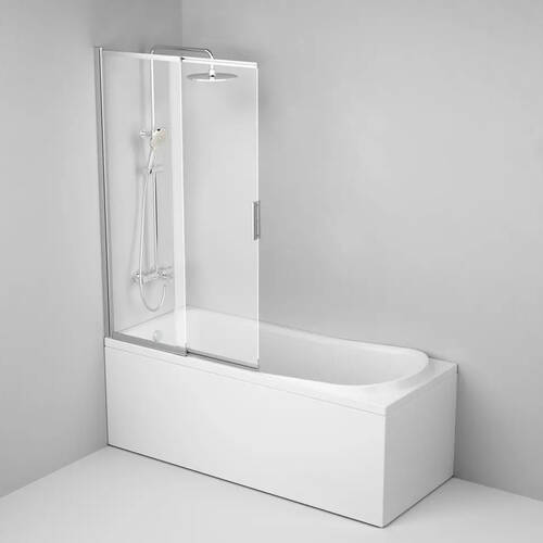 Шторка для ванны AM PM Like WU80S-100PS-150MT 100х150 см, раздвижная, профиль хром матовый, стекло прозрачное, фото 2