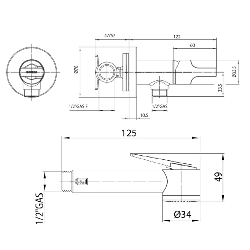 E34003B00073015 PALOMA-FLAT Гігієнічний душ в комплекті зі змішувачем та шлангом 125 см, чорний матовий (1 сорт)