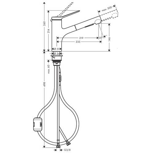 Змішувач для кухні Hansgrohe Zesis M33 74800670 150 чорний матовий, фото 2