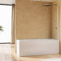 Шторка для ванны Geberit Geo 560.118.00.2 80х150 см профиль алюм, прозрачное стекло, реверсивные, фото №1