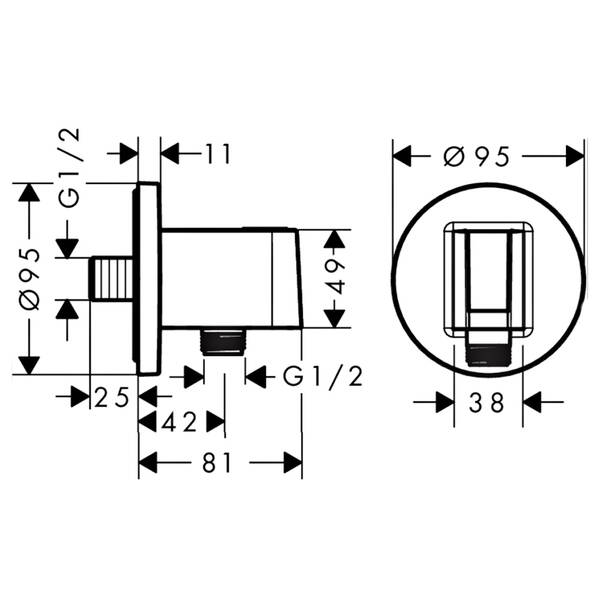 Шлангове підключення Axor ShowerSolutions 36733670 з тримачем, чорний матовий, фото 2