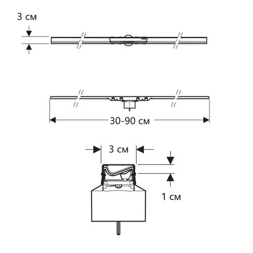 Решітка для душового каналу Geberit CleanLine50 154.446.QC.1 чорний хром матовий 30-90 см, фото 3