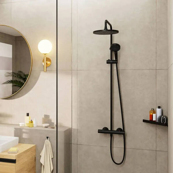 Душевая система Hansgrohe Vernis Blend Showerpipe 240 1jet 26426670 с термостатом черный матовый, фото 3