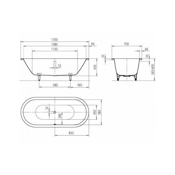 Ванна стальная Kaldewei Classic Duo Oval 292600010001 Mod.116 170х70 см, фото 2