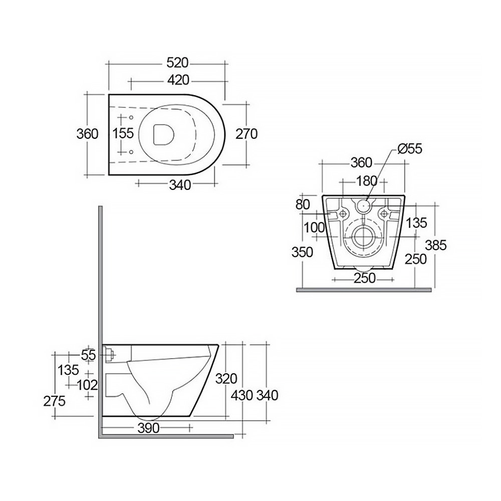 RST23500A+RSTSC3901500 FEELING Унітаз підвісний з кришкою SLIM Duroplast, Soft Close, Quick release, безобідковий, білий матовий (1 сорт)
