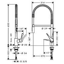 Змішувач для кухні Hansgrohe Cento XXL 2jet Semi Pro 14806000 хром, фото №2