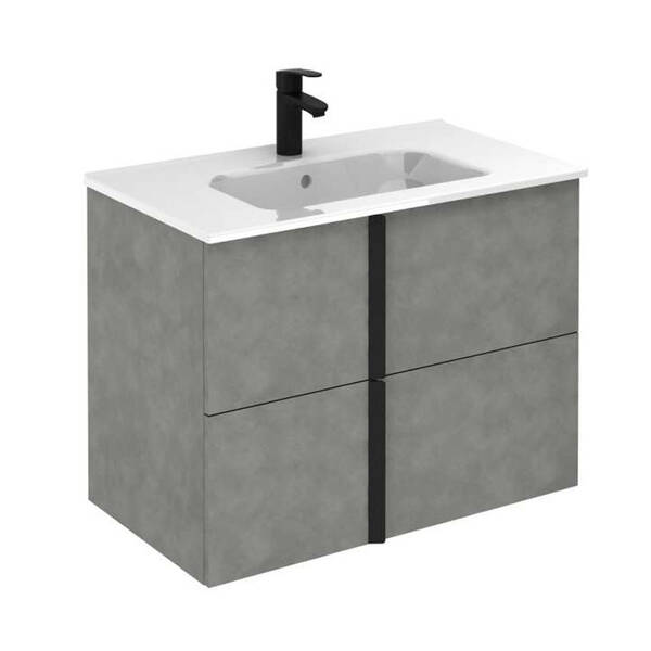 Тумба Royo Onix C0074436 60 см с раковиной Slim, серый цемент, фото 1