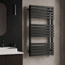 Полотенцесушитель электрический Terma Quadrus Slim One 870х450 мм, скрытое подключение справа, цвет черный мат, фото №1