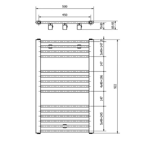 Полотенцесушитель водяной LUXRAD MAX MAX922500S040 922x500 мм черный мат, фото 2