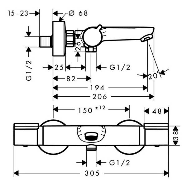 Змішувач для душу Hansgrohe Versostat 2 15348000 з термостатом, хром, фото 2