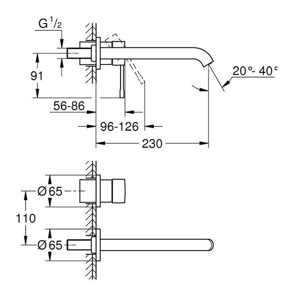 Змішувач прихованого монтажу для раковини Grohe Essence 29193001 L-розмір, хром, фото 2