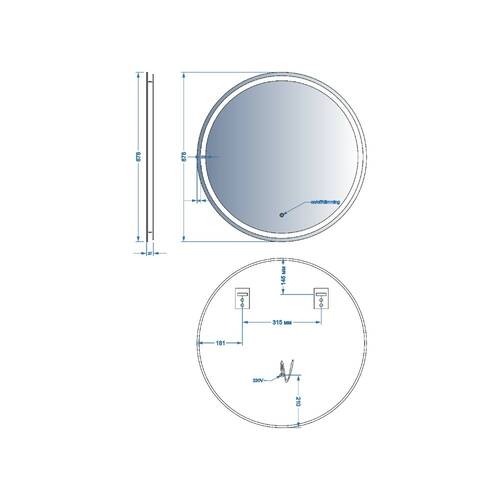 Зеркало Devit AllRound 5501070 круглое с LED подсветкой и тачсенсором 678x678 мм, фото 7