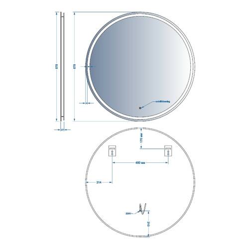 Зеркало Devit AllRound 5501090 круглое с LED подсветкой и тачсенсором 878x878 мм, фото 7