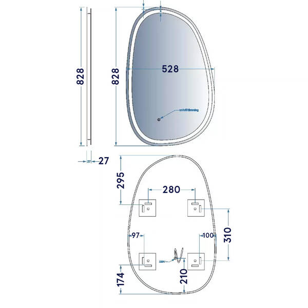 Зеркало Devit Style 5415080 асимметричное с LED подсветкой и тачсенсором 800х500 мм, фото 7