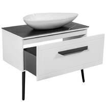 Тумба підлогова Аква Родос Siena білий мат зі стільницею сірий мармур 90 см та раковиною Olive 74 см, фото №2