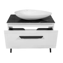 Тумба підлогова Аква Родос Siena білий мат зі стільницею сірий мармур 90 см та раковиною Olive 74 см, фото №4