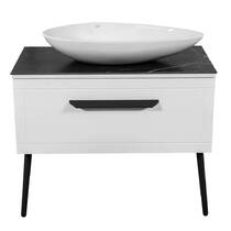 Тумба підлогова Аква Родос Siena білий мат зі стільницею сірий мармур 90 см та раковиною Olive 74 см, фото №3