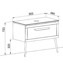 Тумба підлогова Аква Родос Siena білий мат зі стільницею сірий мармур 90 см та раковиною Olive 74 см, фото №7