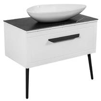 Тумба підлогова Аква Родос Siena білий мат зі стільницею сірий мармур 90 см та раковиною Olive 74 см, фото №1