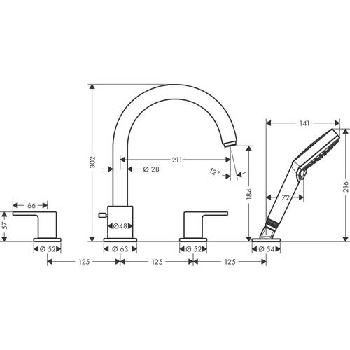 Змішувач для ванни Hansgrohe Vernis Shape 71459670, фото 2