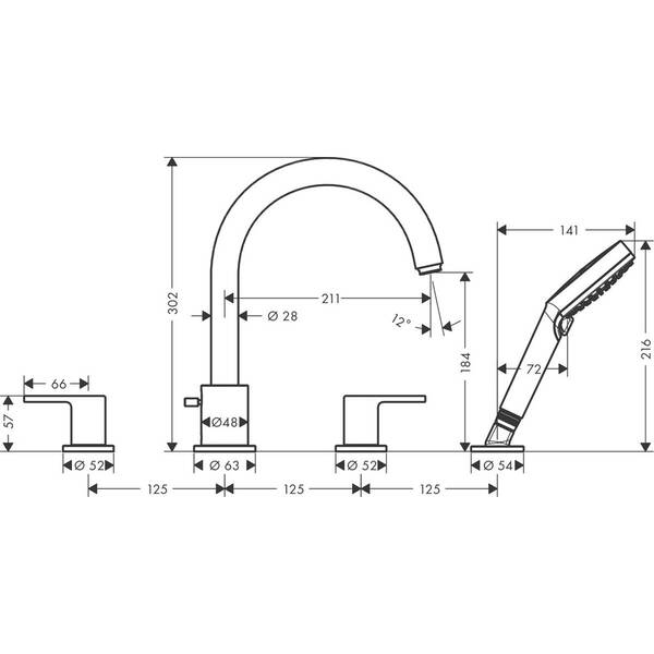 Змішувач для ванни Hansgrohe Vernis Shape 71459670, фото 2