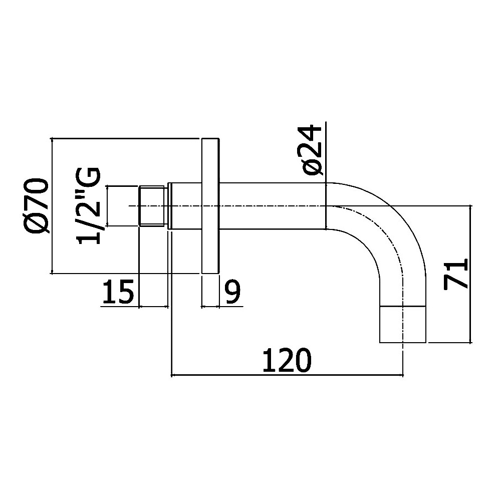 ZBOC140ST Light Вилив для ванни 120мм, steel looking (1 сорт)