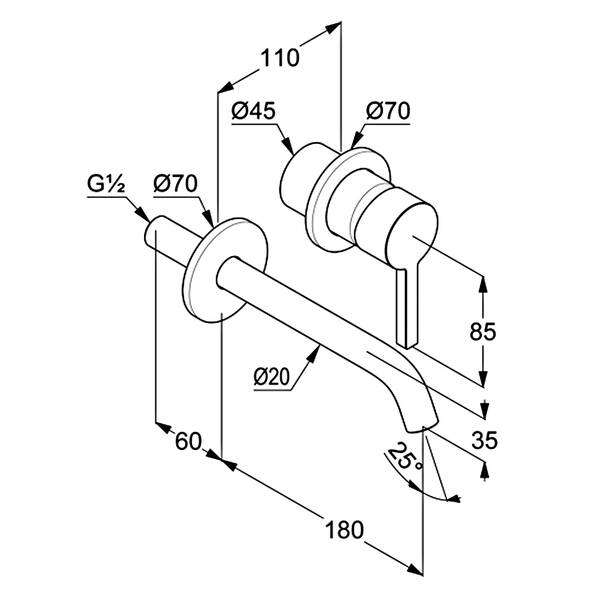 Смеситель скрытого монтажа для раковины Kludi Nova Fonte Pura 202440515 хром, фото 2