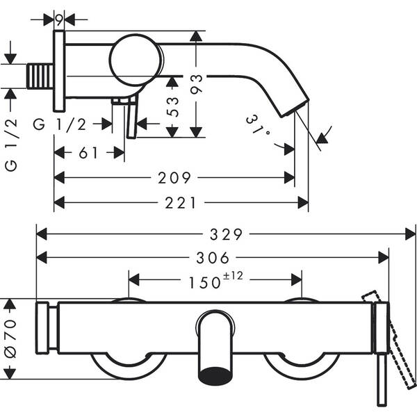 Змішувач для ванни Hansgrohe Tecturis S 73422140, фото 3