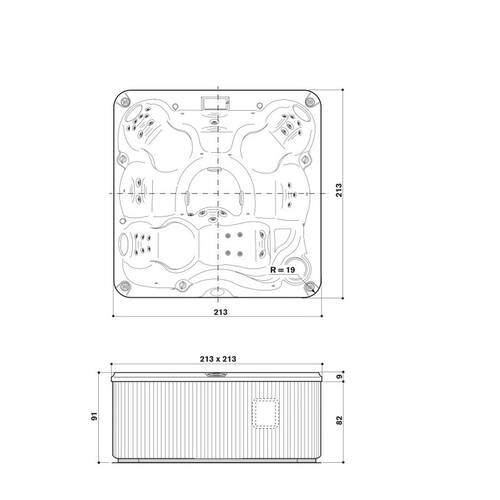 Минибассейн Jacuzzi J-235 с крышей (накрытием) ZI12AGGEPLW0 + 903003210, 213x213xh91 Silver Wood/Platinum, фото 3