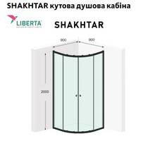 Душова кабіна Liberta SHAKHTAR 90х90 см, профіль чорний матовий, скло прозоре, захисне поктриття, фото №2