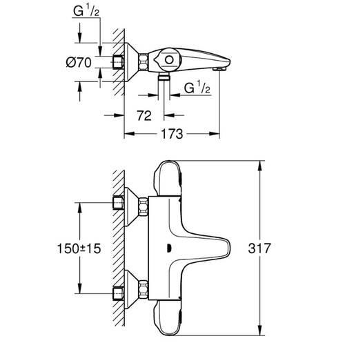 Смеситель для ванны Grohe Grohtherm 34816003 с термостатом, фото 3