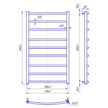 Рушникосушарка водяна Mario Класік 900х530/500 900х530 мм чорний мат, фото №3