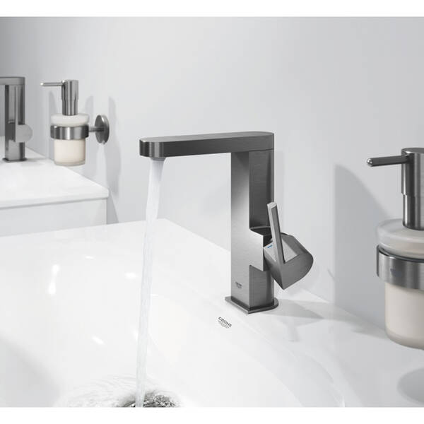 Змішувач для раковини Grohe Plus 23871AL3 M-розмір, графіт, з донним клапаном, фото 7