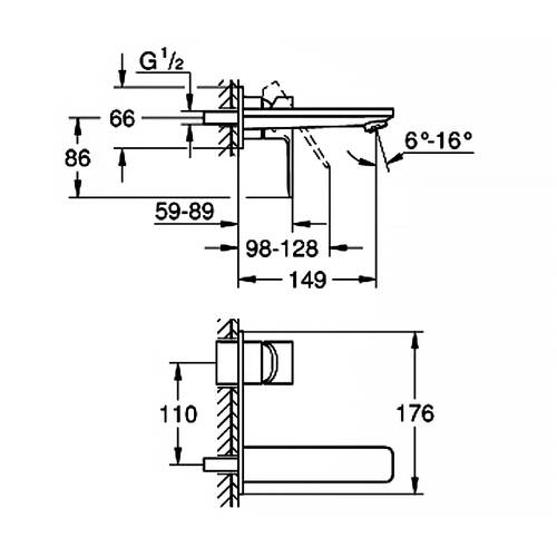 Смеситель скрытого монтажа для раковины Grohe Lineare 19409AL1 графит матовый, фото 2