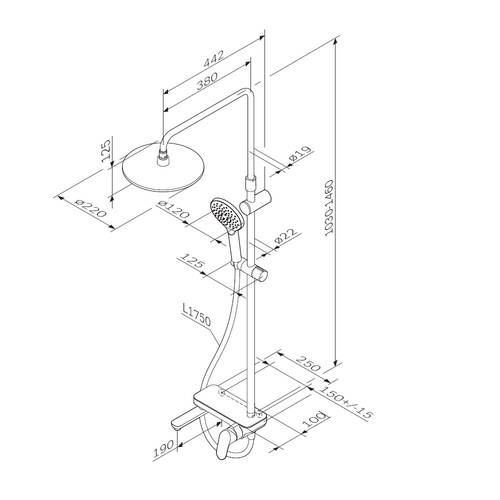 Душевая система AM.PM Like F0780722 ShowerSpot, черный матовый, фото 7