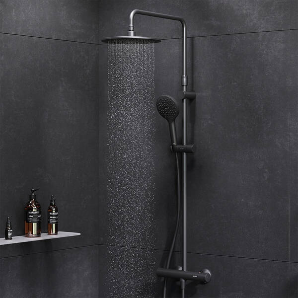 Душевая система AM.PM Like F0780422 ShowerSpot с термостатом, черный матовый, фото 6