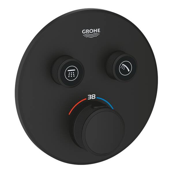 Змішувач прихованого монтажу для душу Grohe Grohtherm SmartControl 29507KF0 з термостатом, на 2 споживачі, чорний, фото 1