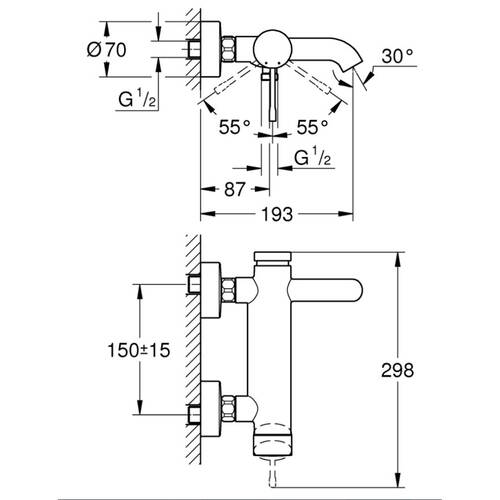 Смеситель для ванны Grohe Essence 25250KF1, фото 2