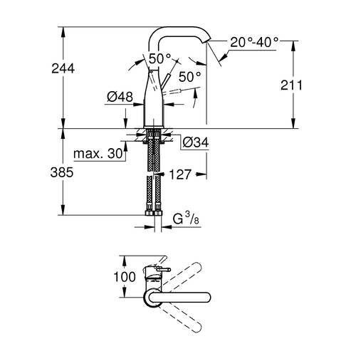 Змішувач для раковини Grohe Essence 24177KF1 L чорний, фото 2