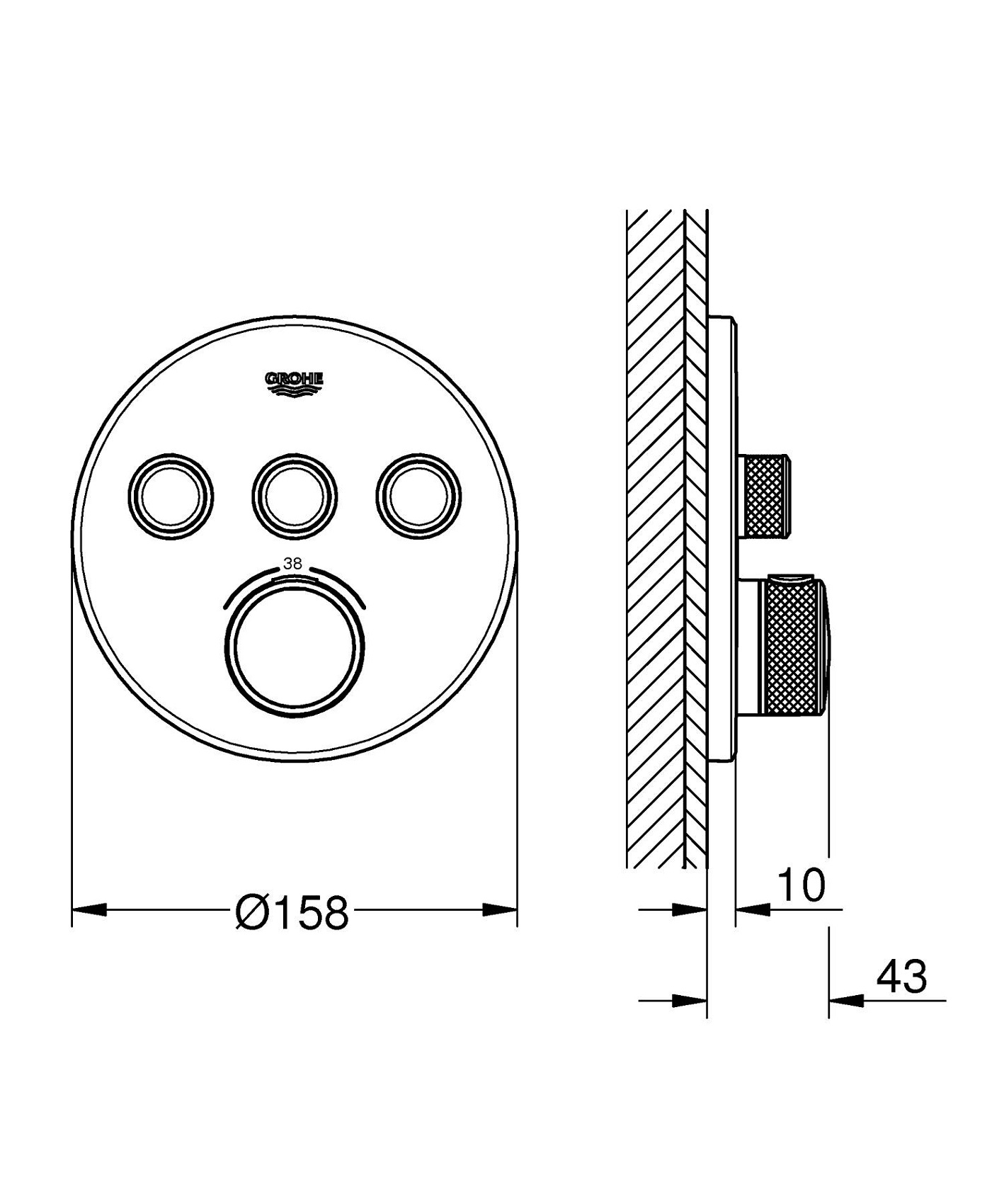29508KF0 Grohtherm SmartControl Зовнішня частина термостату прихованого монтажу на 3 споживачі, чорний (1 сорт)