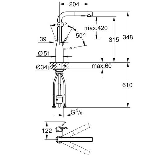 Змішувач для кухні Grohe Essence 30504KF0 чорний, фото 2