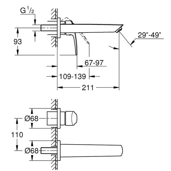 Змішувач прихованого монтажу для раковини Grohe Eurosmart 29338003 M-розмір, хром, фото 4